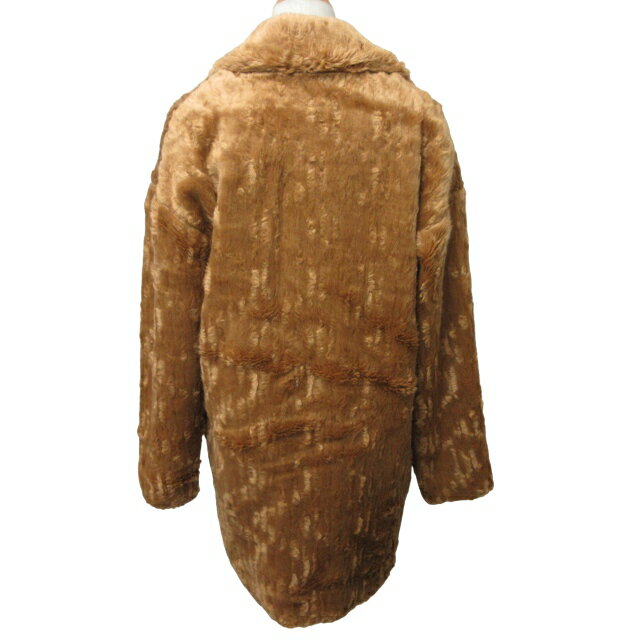 【中古】AULA アウラアイラ フェイクファーコート ジャケット 2B ひざ丈 茶 ブラウン 0 約Mサイズ 0208 IBO47 レディース 【ベクトル 古着】 240208