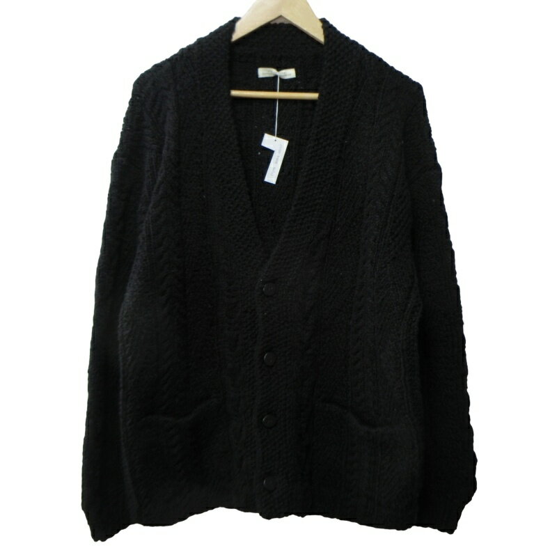 【中古】未使用品 オールドジョー OLDJOE タグ付 23SS ROPE YARN FISHERMAN SWEATER ロープヤーン フィッシャーマンニット カーディガン 231OJ-KN04 黒 ブラック 40 約L ■BL1 0306 メンズ 【ベクトル 古着】 240306