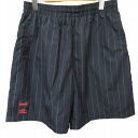 【中古】アンブロ UMBRO ×ボイラールーム BOILER ROOM 23SS ハーフパンツ ショーツ ストライプ 黒 ブラック L-XLサイズ 0227 メンズ 【ベクトル 古着】 240227