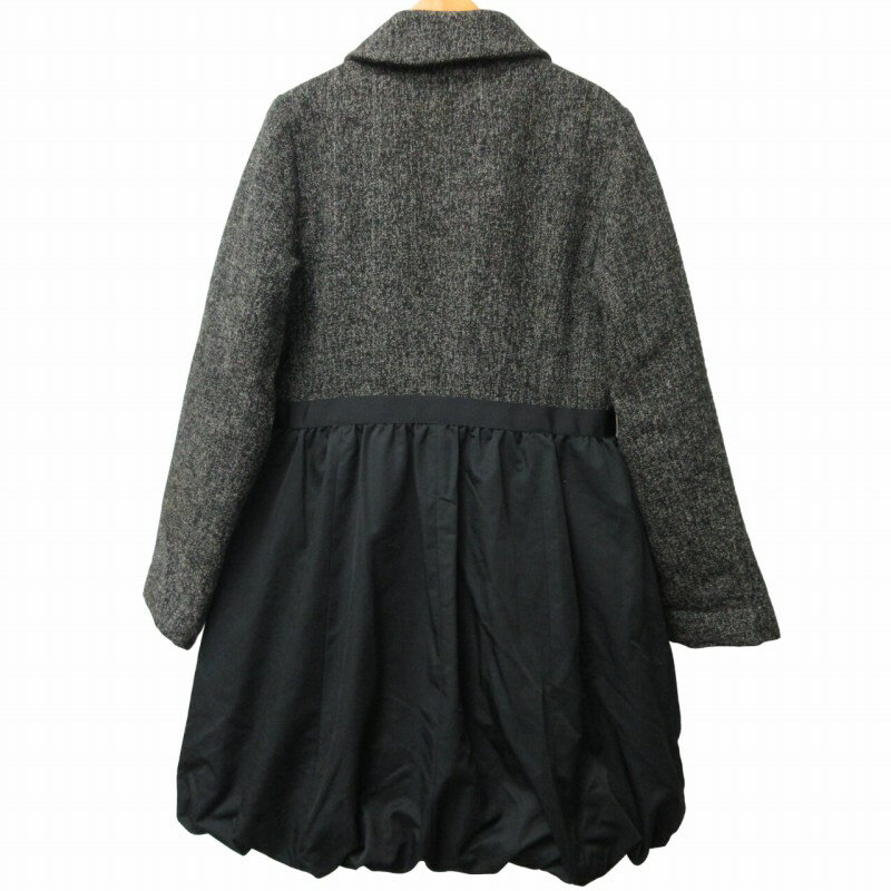 【中古】ローラアシュレイ LAURA ASHLEY ダウンロングコート バルーンジャケット ブルゾン ツイード切替 シルバー金具 グレー 9 約Mサイズ 0503 IBO52 レディース 【ベクトル 古着】 240503 2