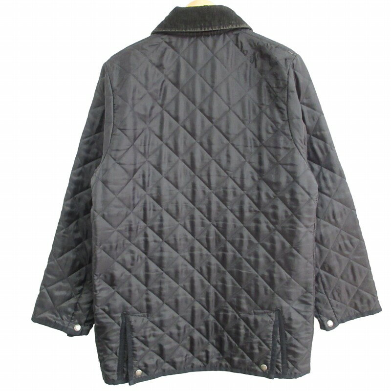 【中古】マッキントッシュ MACKINTOSH × シップス SHIPS 別注 キルティングジャケット ハンティングジャケット 襟元コーデュロイ スコットランド製 黒 ブラック Mサイズ ■GY09 1111 メンズ 【ベクトル 古着】 241111