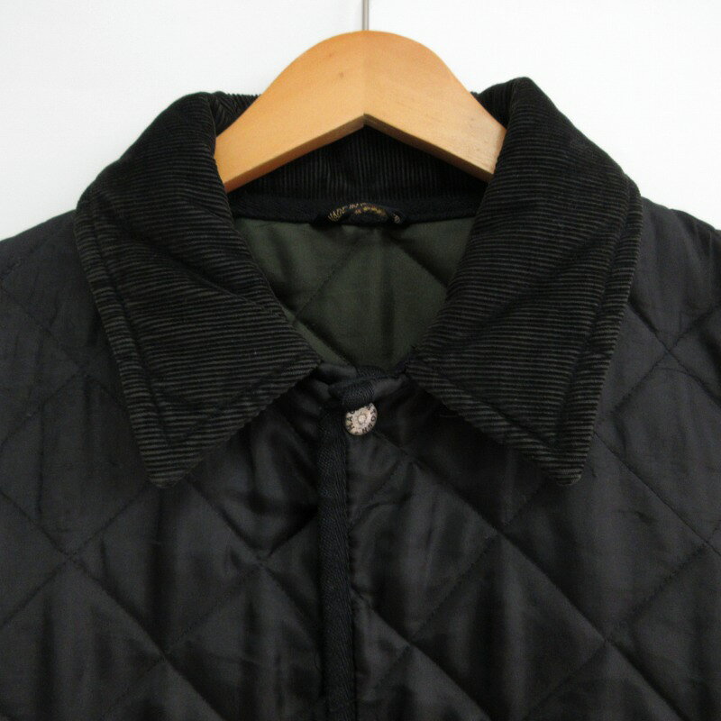 【中古】マッキントッシュ MACKINTOSH × シップス SHIPS 別注 キルティングジャケット ハンティングジャケット 襟元コーデュロイ スコットランド製 黒 ブラック Mサイズ ■GY09 1111 メンズ 【ベクトル 古着】 241111