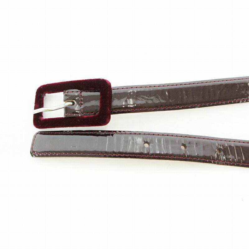【中古】メゾンボワネ MAISON BOINET ナローベルト エナメル 革 レザー フランス製 75 30 マルーン色 /UO IBO62 レディース 【ベクトル 古着】 241220