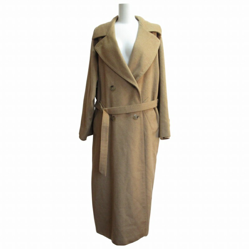 【中古】マックスマーラ MAX MARA 90s ヴィンテージ 希少 白タグ ピュアカシミヤ100% ダブルブレスト ベルテッドコート トレンチ ロング丈 44 L相当 IBO62 レディース 【ベクトル 古着】 241213