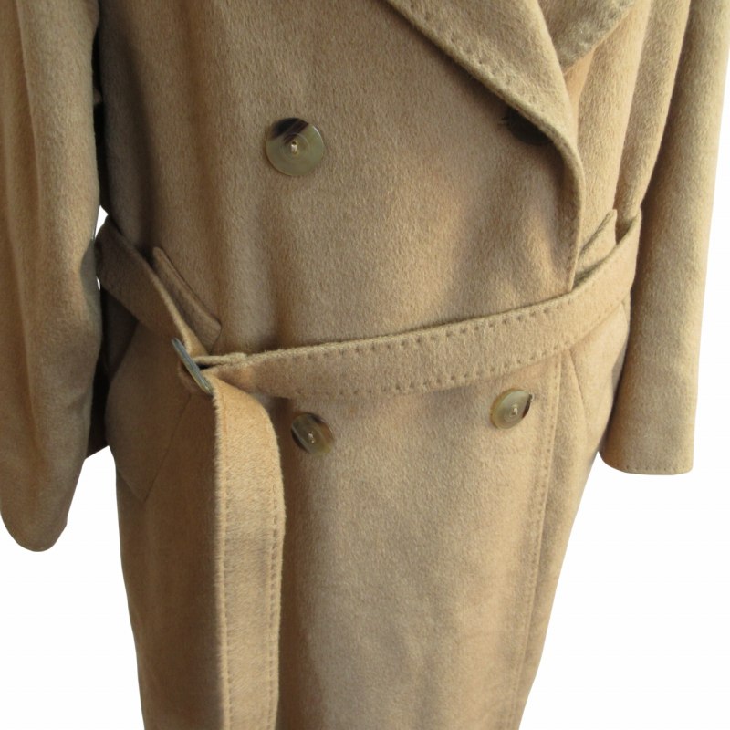 【中古】マックスマーラ MAX MARA 90s ヴィンテージ 希少 白タグ ピュアカシミヤ100% ダブルブレスト ベルテッドコート トレンチ ロング丈 44 L相当 IBO62 レディース 【ベクトル 古着】 241213