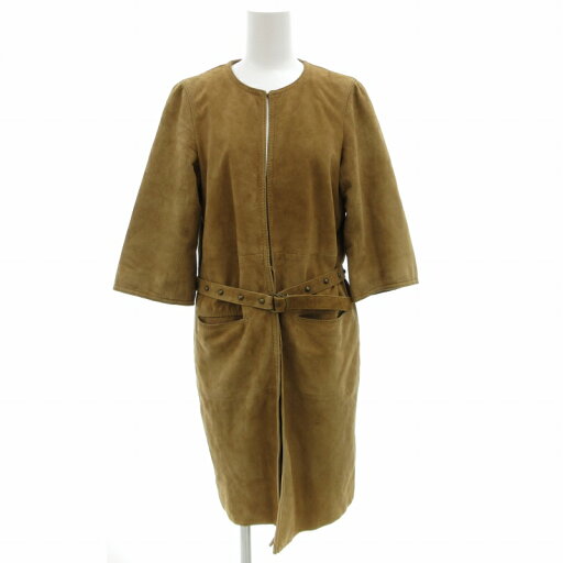 【中古】ドゥーズィエムクラス DEUXIEME CLASSE ノーカラーコート ミドル ベルテッド シープスキン スエード 36 S 茶 ブラウン /GV IBO62 レディース 【ベクトル 古着】 241218 【中古】ドゥーズィエムクラス DEUXIEME CLASSE ノーカラーコート ミドル ベルテッド シープスキン スエード 36 S 茶 ブラウン /GV IBO62 レディース 【ベクトル 古着】 241218