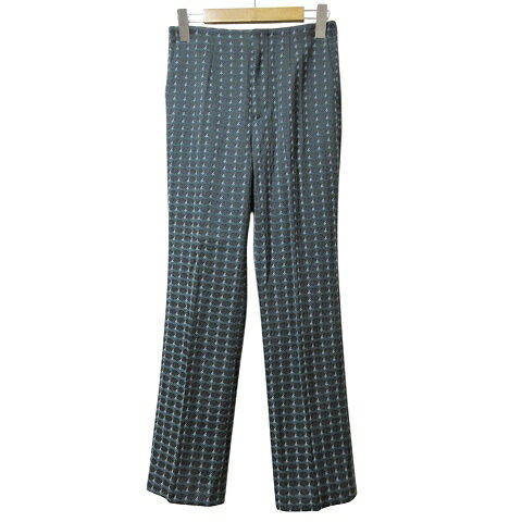 【中古】イエナ IENA 美品 21AW LIMONTA地 JQD パンツ スラックス 総柄 ハイウエスト 36 S 黒 緑 X レディース 【ベクトル 古着】 250210