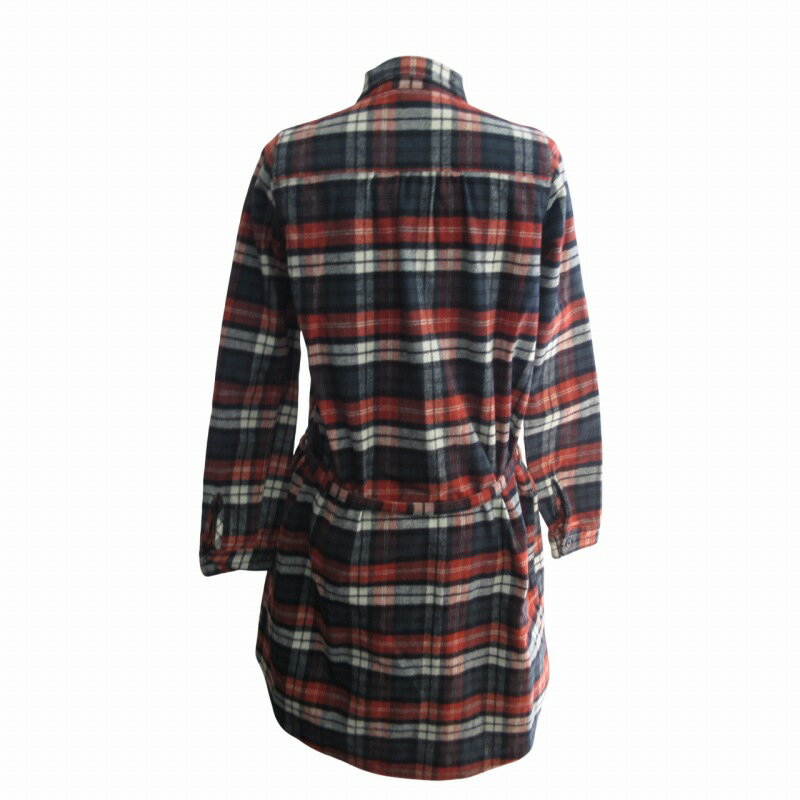 【中古】LUVA TRAM ルーバトラム ネルシャツ ワンピース ロング チェック柄 ベルト付 赤系 F フリーサイズ レディース 【ベクトル 古着】 250225