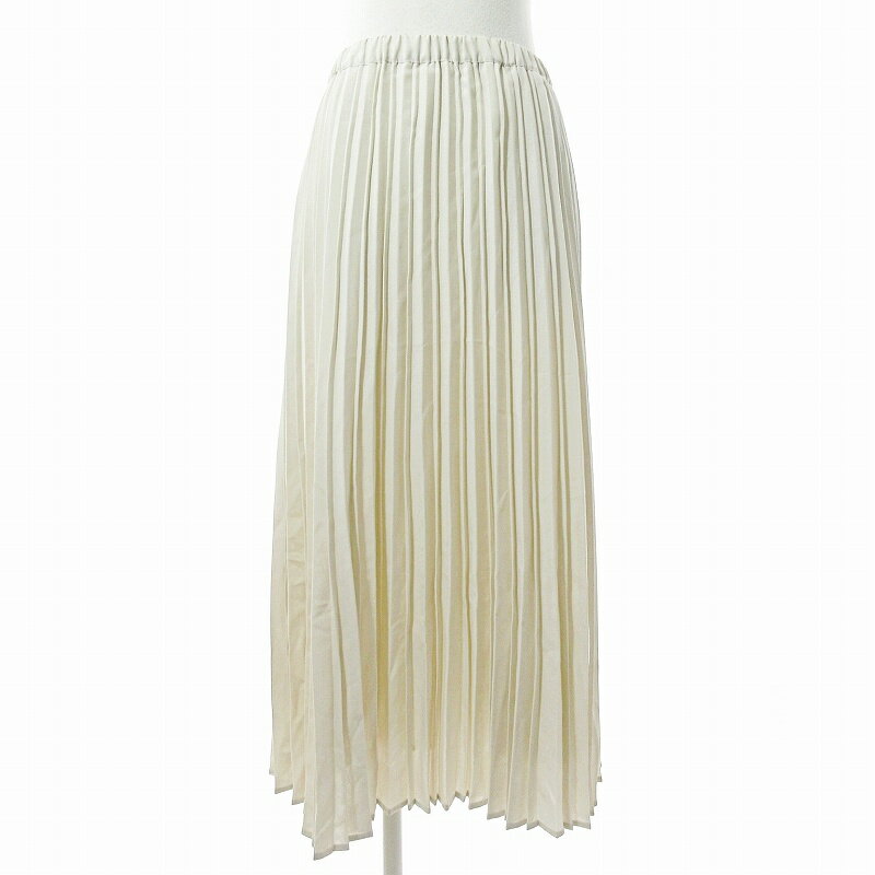 【中古】未使用品 オペークドットクリップ OPAQUE.CLIP タグ付き プリーツ ロング スカート イージーウエスト 40 オフホワイト アイボリー 白 0404 レディース 【ベクトル 古着】 250404