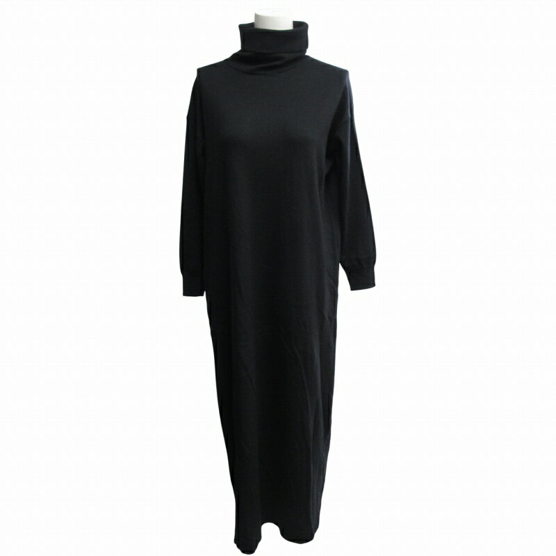 【中古】B&Y ユナイテッドアローズ BEAUTY&YOUTH ビューティー&ユース タートルネックニットワンピース 長袖 ロング 黒 ブラック F IBO70 レディース 【ベクトル 古着】 250331