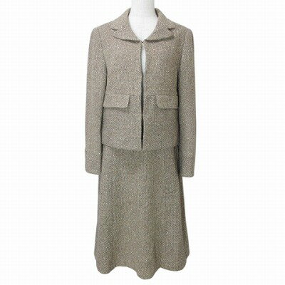 【中古】スキャパ SCAPA スカートスーツ ヘリンボーン ツイード シルク混 ジャケット ひざ丈 フレア 40 L相当 茶 ブラウン X レディース 【ベクトル 古着】 250506 【中古】スキャパ SCAPA スカートスーツ ヘリンボーン ツイード シルク混 ジャケット ひざ丈 フレア 40 L相当 茶 ブラウン X レディース 【ベクトル 古着】 250506