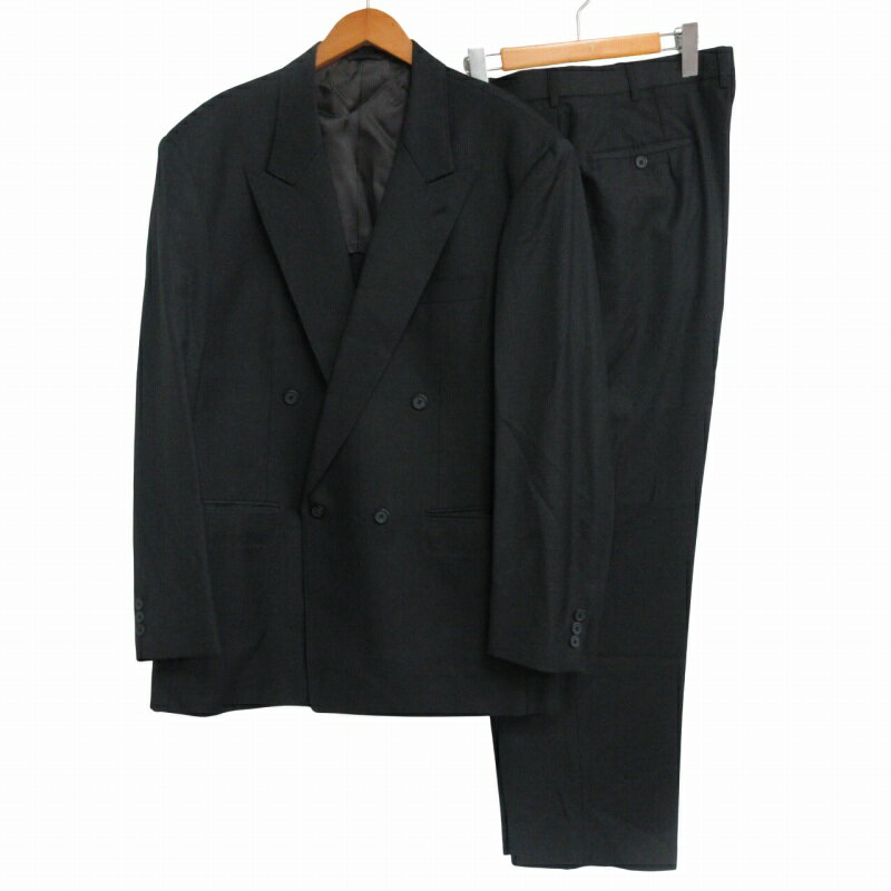 【中古】ジャンニヴェルサーチ ヴェルサーチェ GIANNI VERSACE ヴィンテージ SUPER120's ダブルスーツ セットアップ ピークドラペル フォーマル ビジネス グレー 大きいサイズ XL相当 IBO70 メンズ 【ベクトル 古着】 250526