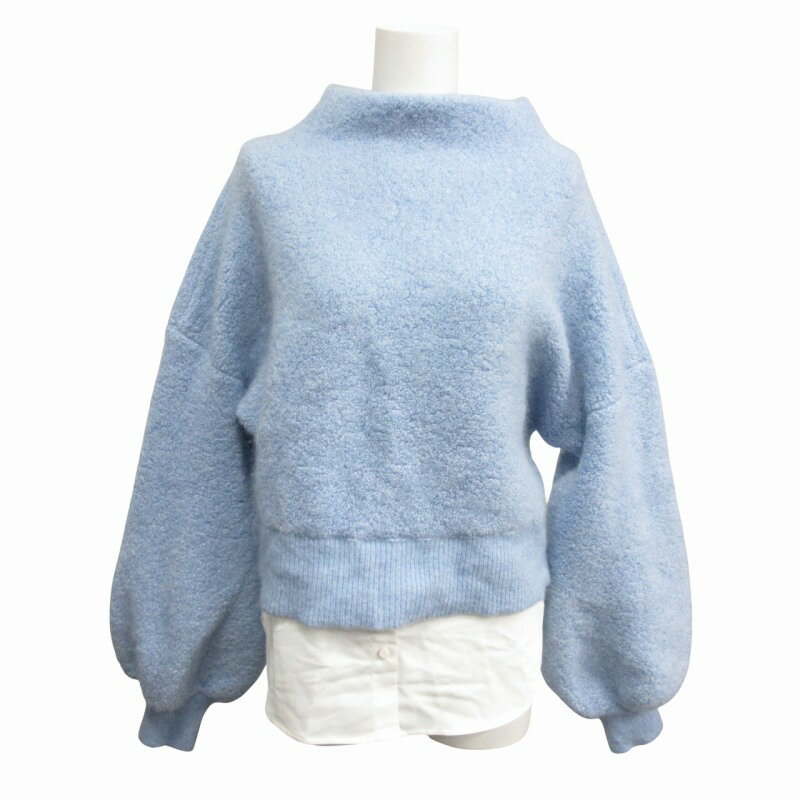 【中古】アメリヴィンテージ Ameri VINTAGE 美品 MILD ROUND KNIT シャツレイヤード ニット セーター ドロップショルダー 青 ブルー F フリーサイズ IBO70 レディース 【ベクトル 古着】 250610