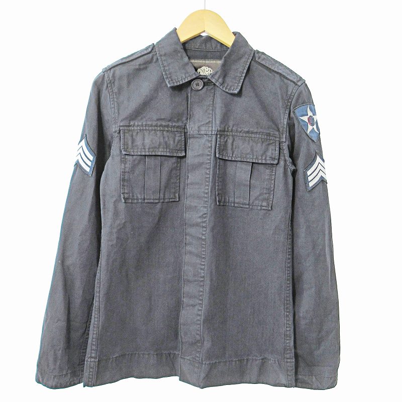 【中古】プリティーグリーン Pretty Green ミリタリーシャツ ジャケット 長袖 ワッペン XXS 紺 ネイビー 0715 IBO76 メンズ 【ベクトル 古着】 250715