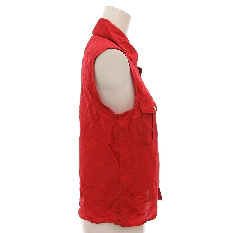 【中古】テンダンス パーレイビームス tendance par Ray BEAMS ノースリーブシャツ ブラウス リネン 麻 赤 レッド /FF ■MET1 レディース 【ベクトル 古着】 250826