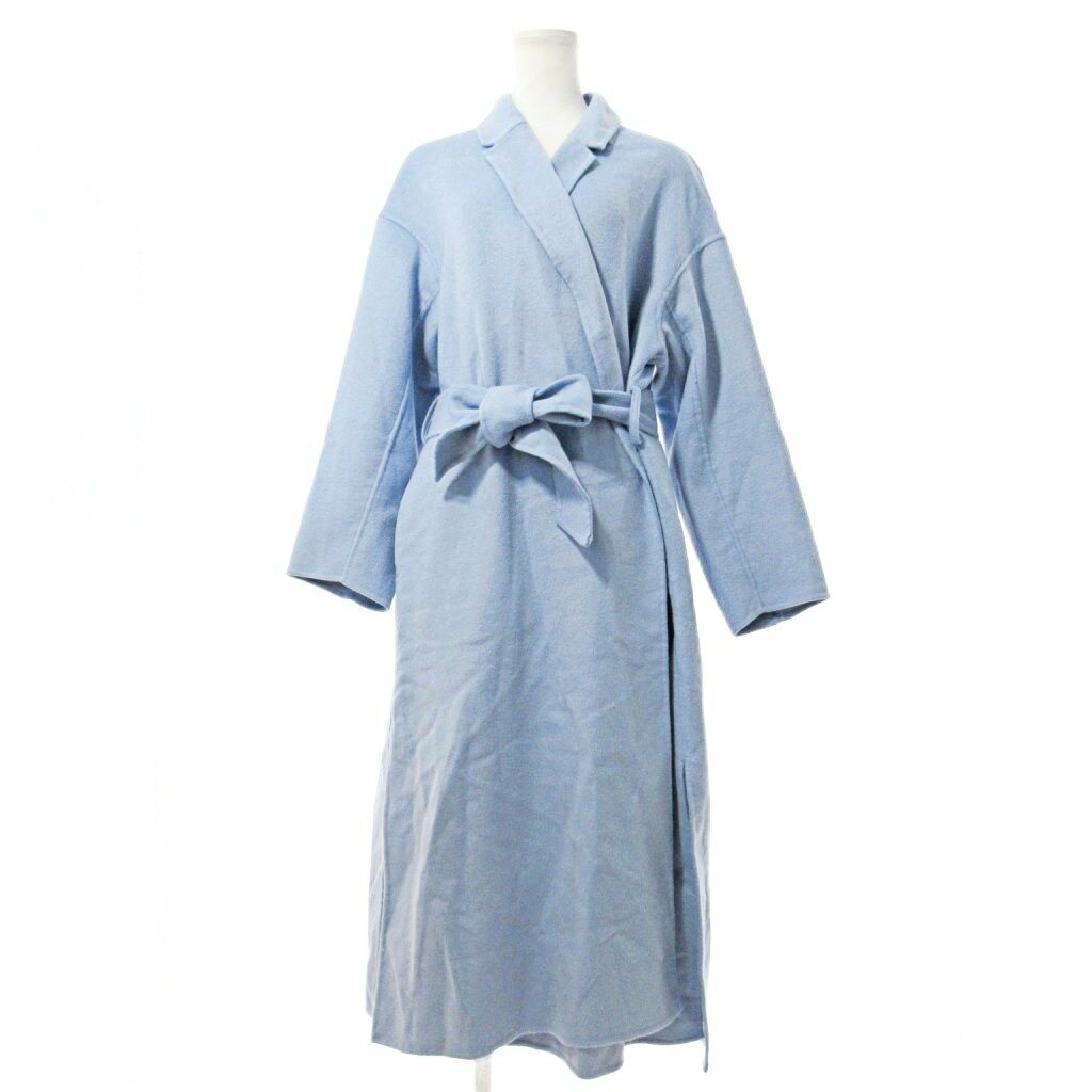 【中古】プラステ PLST ウールブレンドリバーコート ガウンコート コーディガン ジャケット マキシ丈 前開き ボタンレス M サックスブルー 0903 ■YHS1 レディース 【ベクトル 古着】 250903