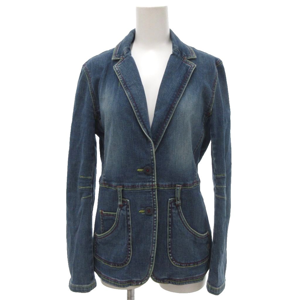 【中古】カステルバジャック CASTELBAJAC デニム ジャケット テーラード 2 インディゴブルー /BS ■YHS4 レディース 【ベクトル 古着】 250923(4)