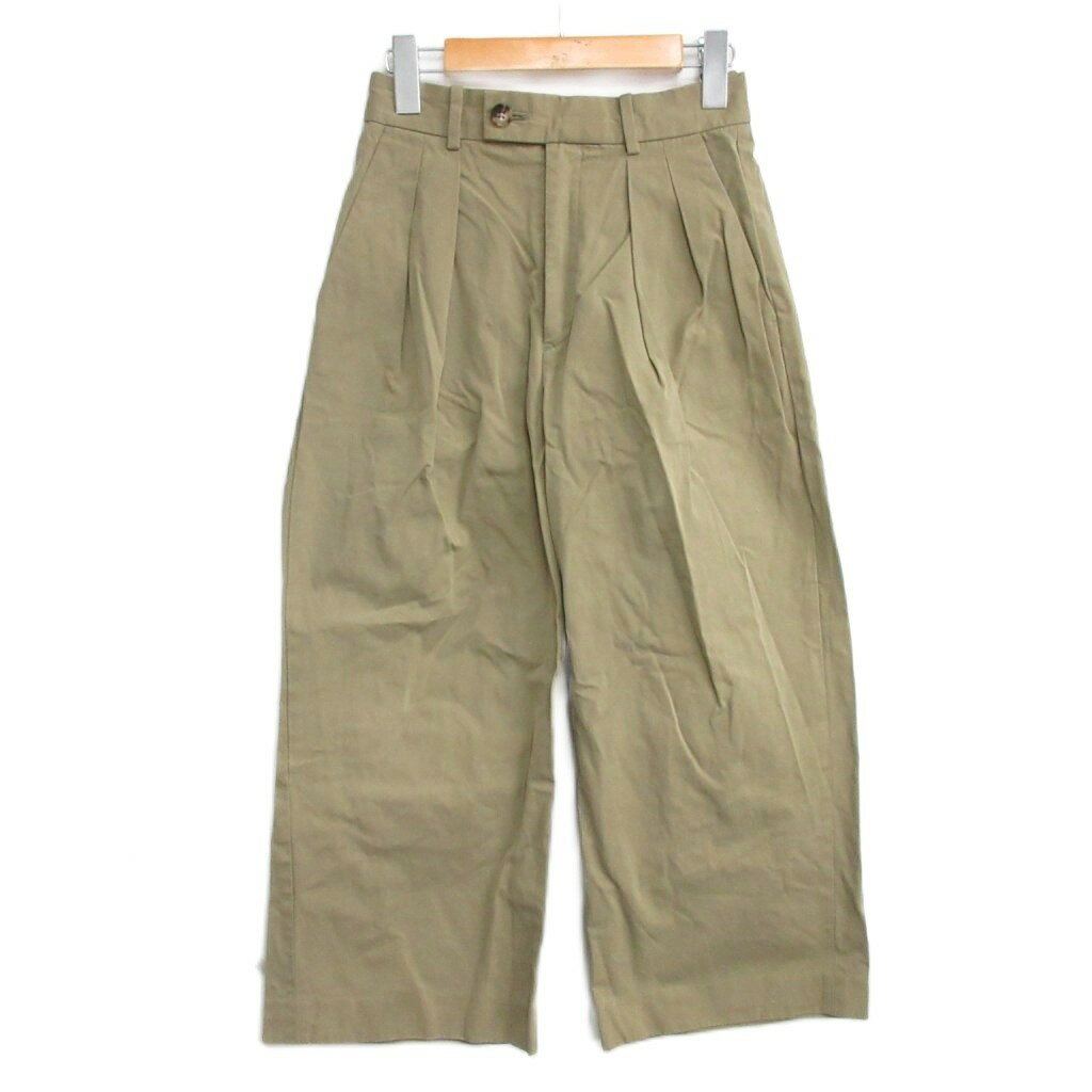 【中古】マカフィー MACPHEE トゥモローランド 現行モデル コットンキャンバス ツータックワイドパンツ スラックス カーキ 32 ■YHS4 レディース 【ベクトル 古着】 250916