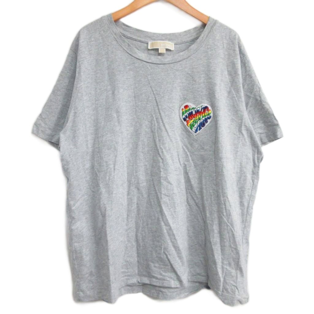 【中古】マイケルマイケルコース Michael michael kors ロゴアップリケ Tシャツ 半袖 グレー L ■YHS4 ..