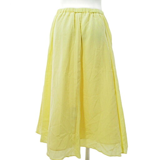 【中古】スピック&スパン Spick&Span 美品 シルク ロング フレア スカート イージーウエスト シフォン 38 黄色 イエロー 0926 ■YHS4 レディース 【ベクトル 古着】 250926
