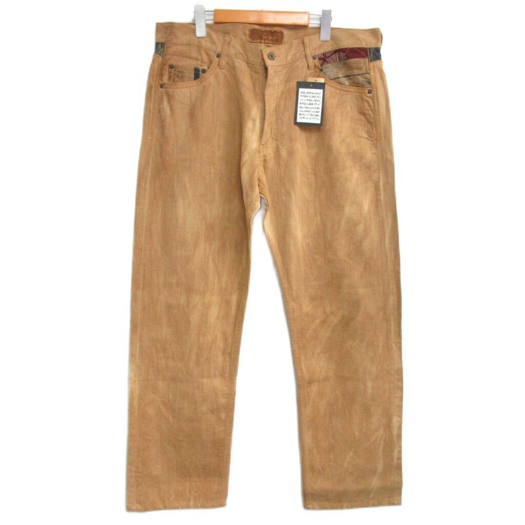 【中古】未使用品 ミズラ mizra タグ付 希少 レア 柿渋染め デニム ジーンズ 草木染め タンニンダイ 和..