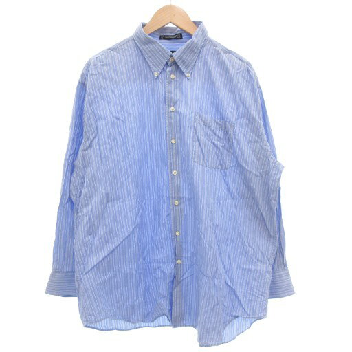 【中古】ノーティカ NAUTICA ボタンダウンシャツ 長袖 カジュアル 18 34/35 青 ブルー 白 ホワイト /GV メンズ 【ベクトル 古着】 251115