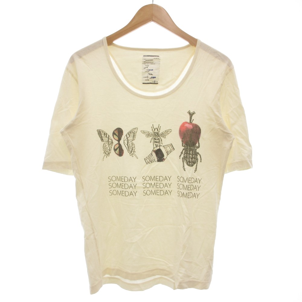 【中古】シャリーフ SHAREEF フロントプリントTシャツ 半袖 2 Uネック 白 ホワイト IBO84 /GV メンズ 【ベクトル 古着】 251209