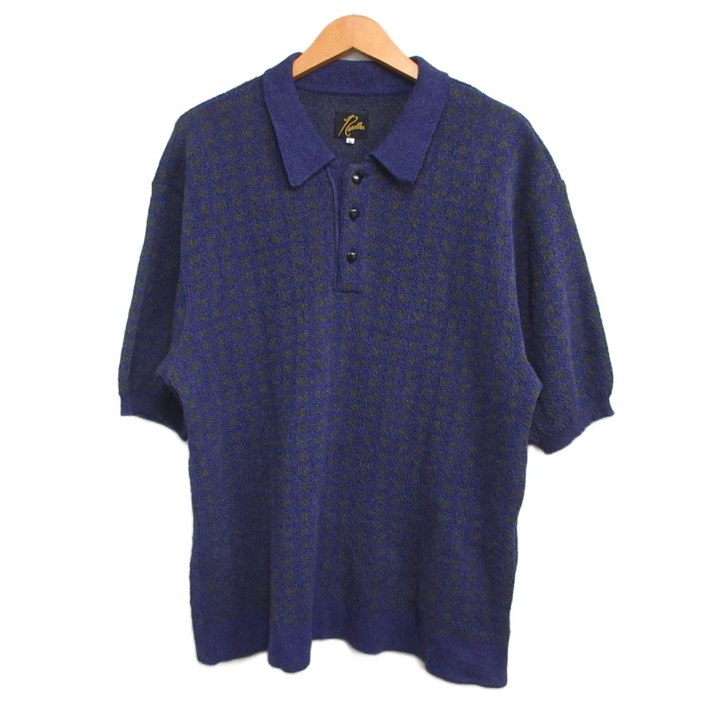 【中古】ニードルス ニードルズ Needles 美品 和紙 ハウンドトゥース ポロシャツ ニットポロ 半袖 MR32..