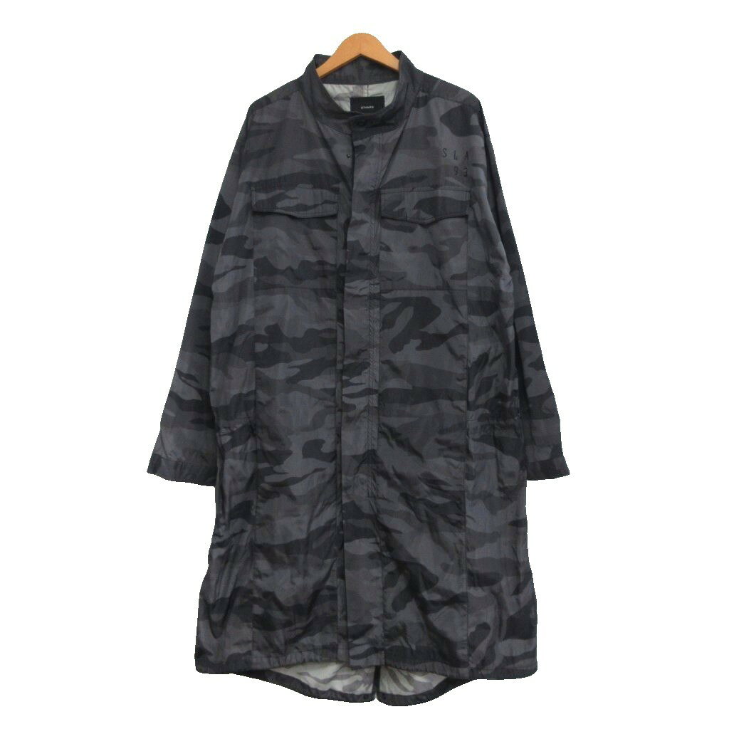 スタンプド STAMPD 美品 カモフラ柄 スタンドカラー コート 迷彩 グレー系 M IBO84 メンズ  251115