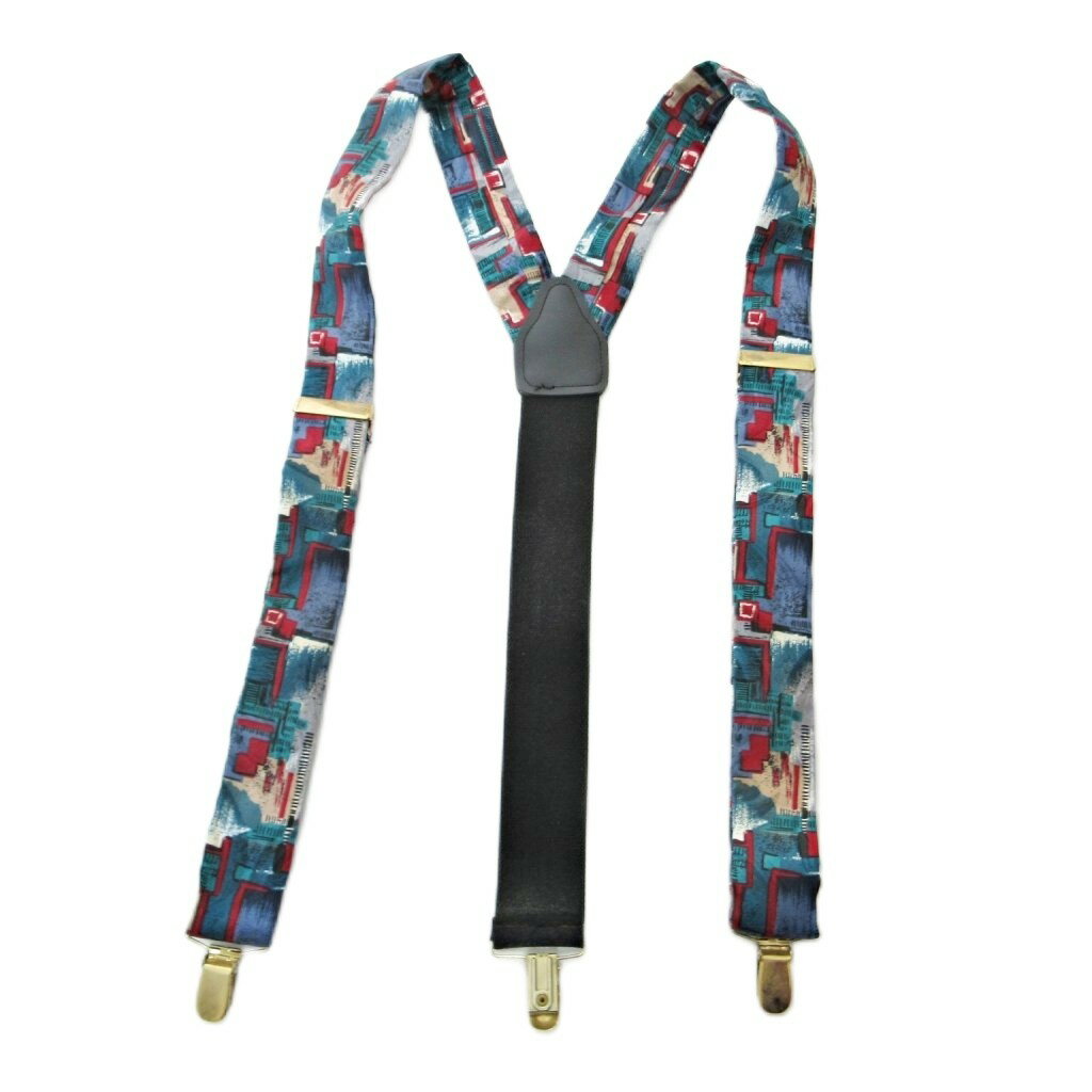 【中古】ペリカン PELICAN ヴィンテージ 総柄 サスペンダー シルク 青緑 マルチカラー 1125 メンズ 【ベクトル 古着】 251125