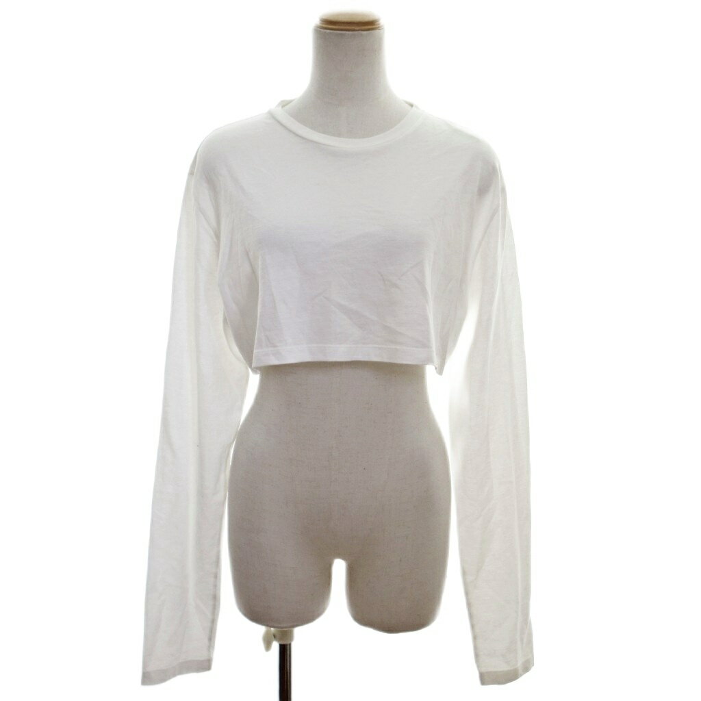【中古】未使用品 ヌメロヴェントゥーノ N°21 タグ付き クロップド 長袖 カットソー Tシャツ ちびT ロンT ロゴプリント S 白 ホワイト 1121 IBO84 レディース 【ベクトル 古着】 251121