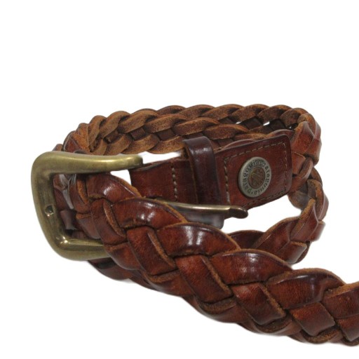 【中古】パタゴニア Patagonia 珍品 希少 USA製 ヴィンテージ 真鍮バックル ベルト レザー 編込み 32 80 茶 ブラウン メンズ 【ベクトル 古着】 251123