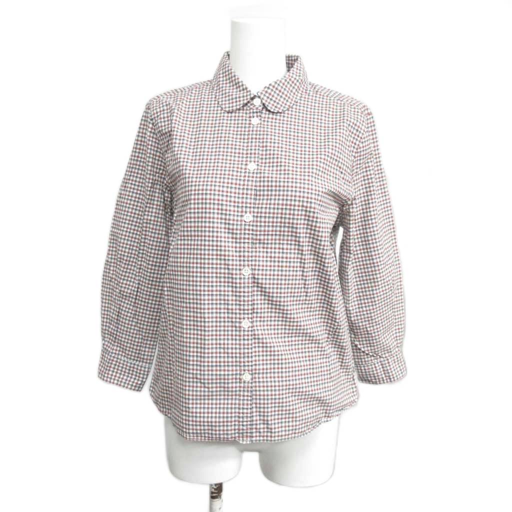 【中古】マーガレットハウエル MHL. コットン チェック シャツ ブラウス 赤 レッド 黒 ブラック 3 約M 1223 レディース 【ベクトル 古着】 251223