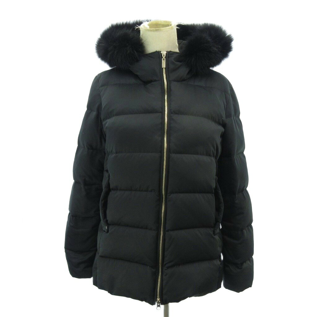 【中古】スタンザドルチェ STANZA DOLCE ダウンコート ジャケット ファー 黒 ブラック 38 約M レディース 【ベクトル 古着】 260114