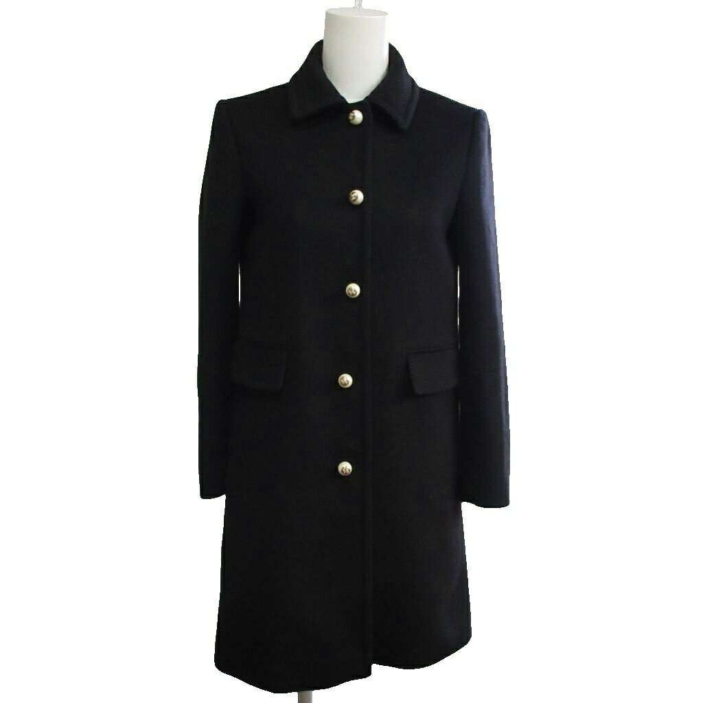 gucci///////////////\' - 【中古】グッチ GUCCI インターロッキングG GG フェイクパールボタン ロングコート ウール 38 黒 ブラック ■MNK4 レディース 【ベクトル 古着】 260116