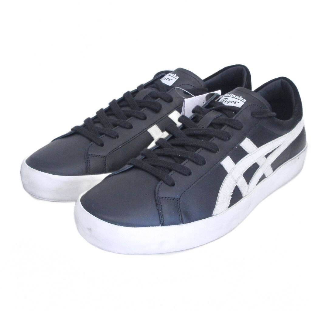 【中古】未使用品 オニツカタイガー Onitsuka Tiger タグ付 FABRE LO IM ファブレ 1183C550 001 スニーカー ダメージ加工 レザー イタリア製 27.5cm 黒白 ブラック ホワイト 0209 メンズ 【ベクトル 古着】 260209