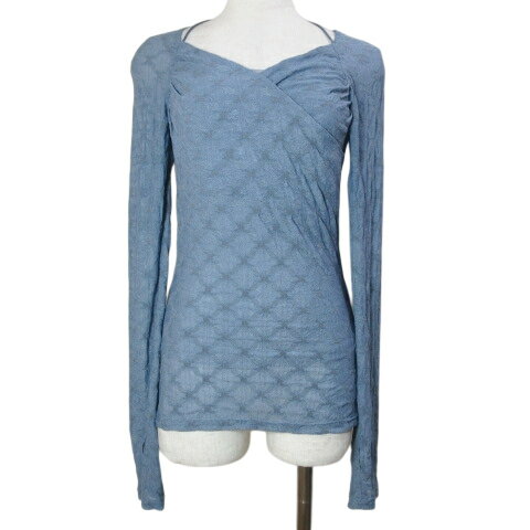 【中古】フレイアイディー FRAY I.D 美品 24AW ストレッチレースカシュクールトップス FWCT244149 ニット カットソー 長袖 インナーキャミソール付き ホルターネック サムホール フリーサイズ 青 ブルー /X レディース 【ベクトル 古着】 260214