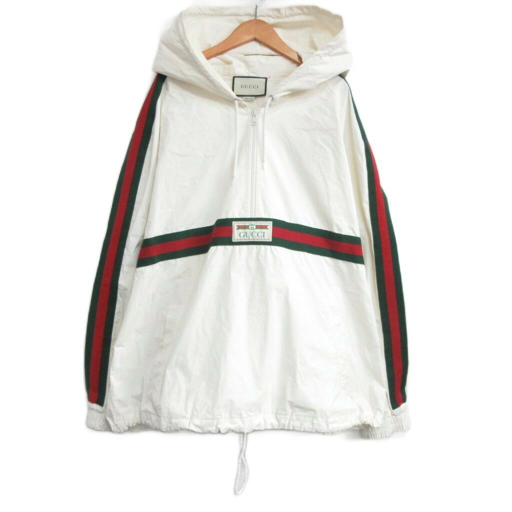 gucci///////////////\' - 【中古】グッチ GUCCI 21AW シェリーライン コットンキャンバス ウィンドブレーカー アノラック パーカー 大きいサイズ 56 白 ホワイト 594861 ■MNK5 メンズ 【ベクトル 古着】 260211