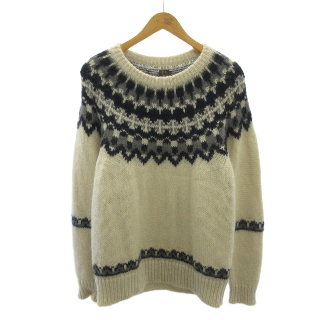 BATONER ノルディッククルー サイズ2 ブラック レディース BATONER (バトナー) women MOHAIR NORDIC CREW NECK / モヘア