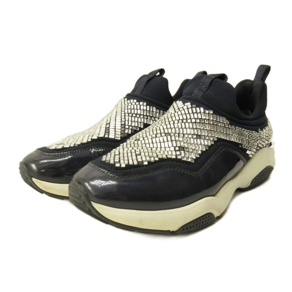 サルヴァトーレフェラガモ Salvatore Ferragamo GIOLLY スニーカー シューズ クリスタルビジュー M 黒 ブラック 0319 IBO92 レディース  260319