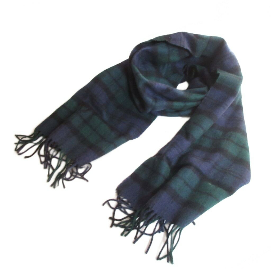 Cashmere - 【中古】フレッドペリー FRED PERRY ブラックウォッチ 美品 マフラー ウール チェック柄 ロゴ刺繍 /SJ メンズ 【ベクトル 古着】 260414