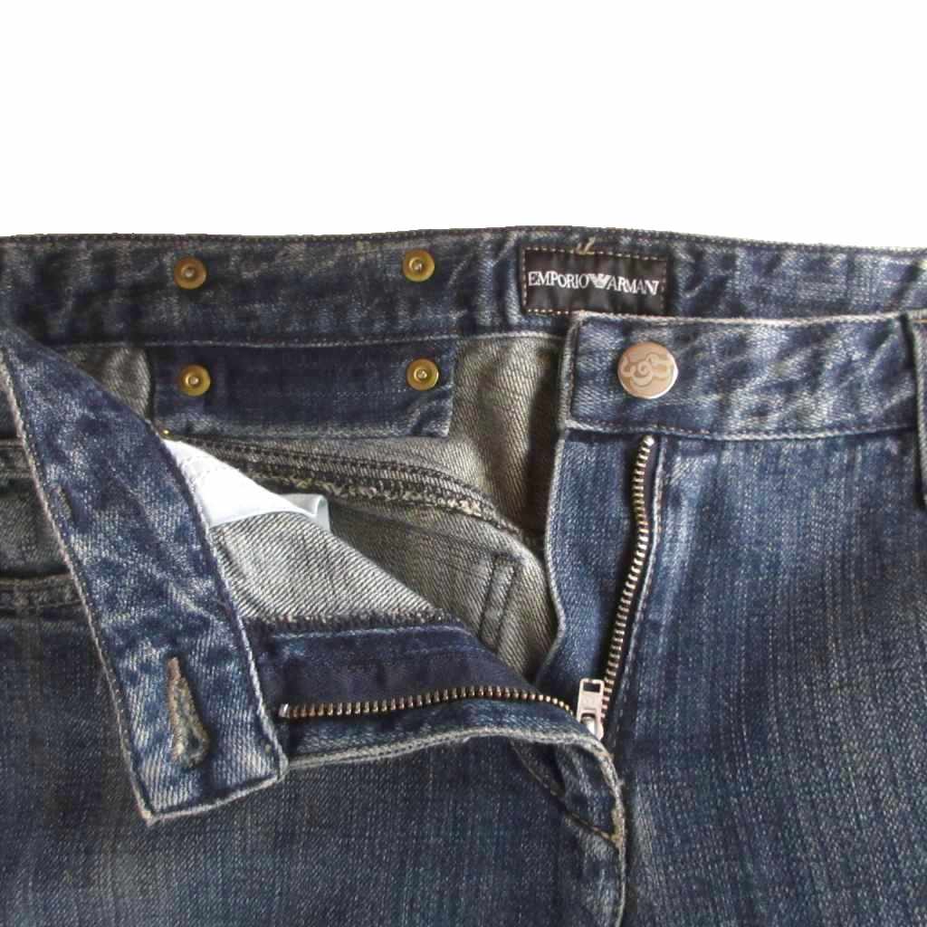 【中古】エンポリオアルマーニ EMPORIO ARMANI デニムパンツ ジーンズ 27 紺 ネイビー ストレートレッグ フルレングス ウォッシュ加工 /SJ メンズ 【ベクトル 古着】 260414