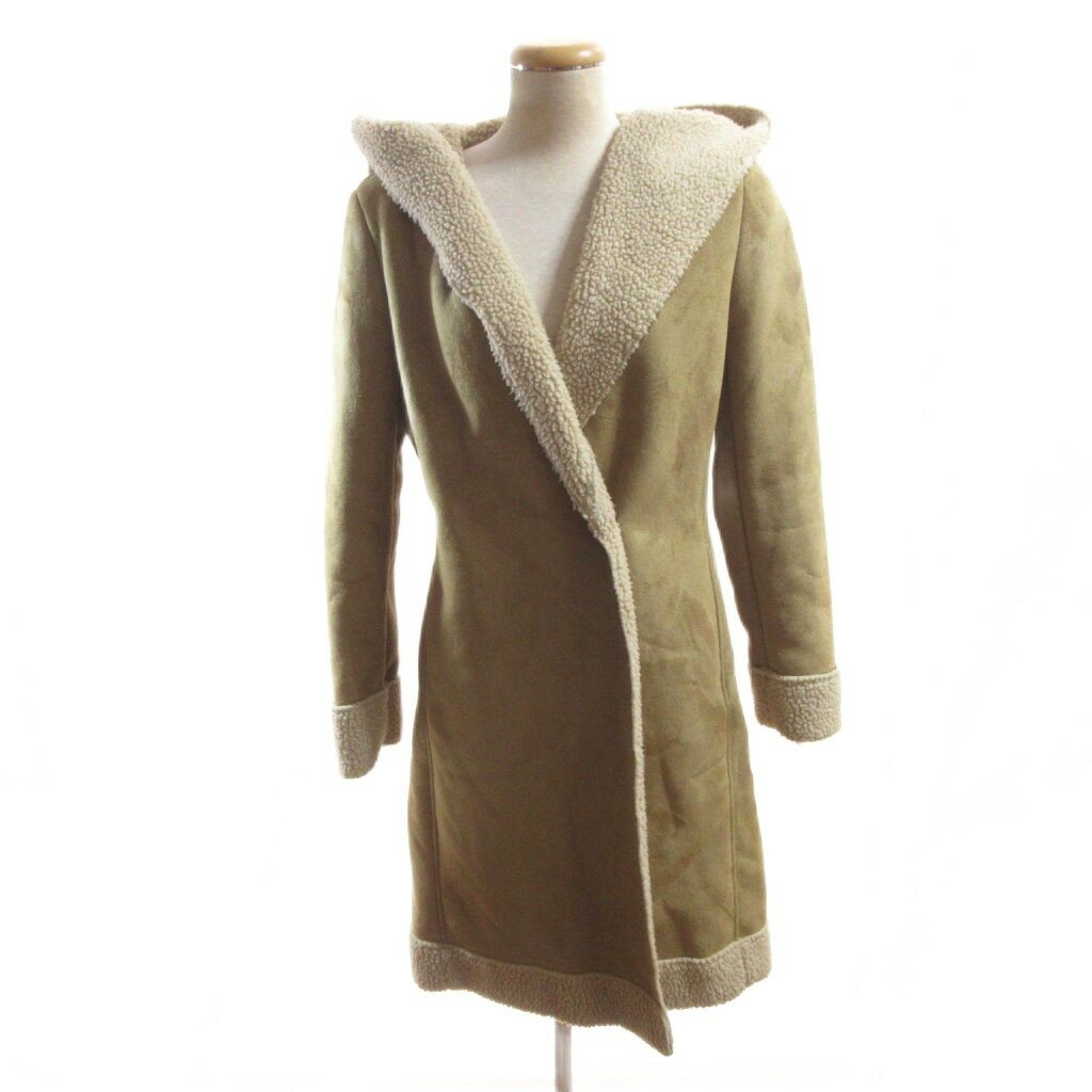 乐天商城 - 【中古】ザラ ベーシック ZARA BASIC フェイクムートン ダッフルコート S ベージュ ボア裏地 フード ロング丈/HW レディース 【ベクトル 古着】 260413