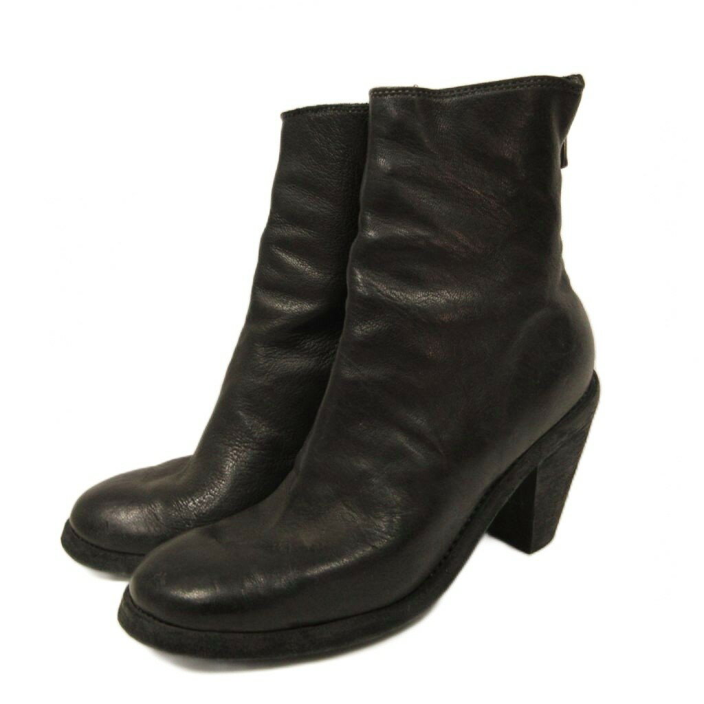 【中古】グイディ GUIDI ヒールブーツ ブーティ レザー バックジップ チャンキーヒール 36 黒 ブラック IBO92 レディース 【ベクトル 古着】 260411