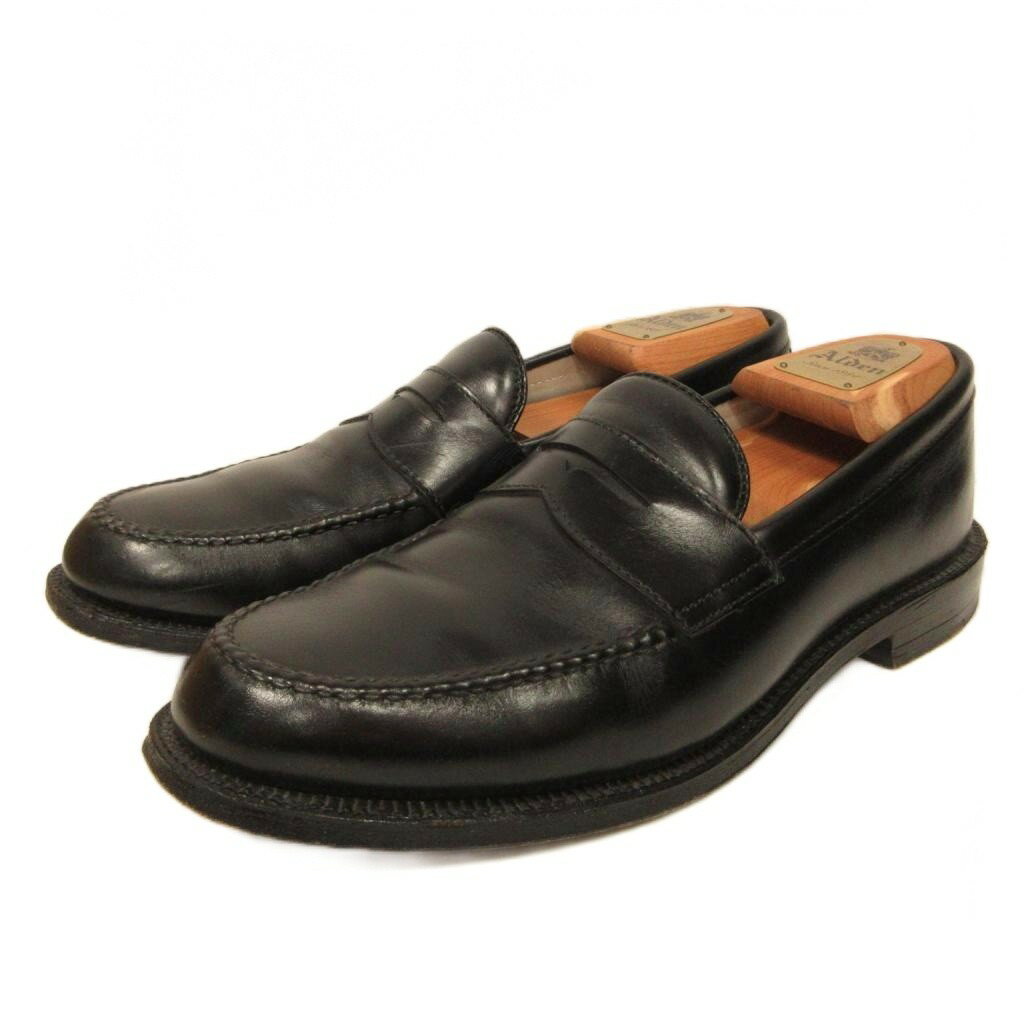 【中古】オールデン ALDEN コインローファー 革靴 カーフレザー USA製 シューツリー付 US8 黒 ブラック 99267 IBO94 メンズ 【ベクトル 古着】 260412