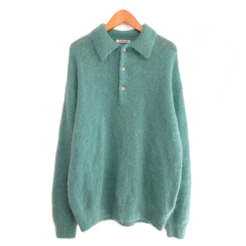 AURALEE ポロシャツ AURALEE (オーラリー) TUSSAH SILK COTTON MESH KNIT SKIPPER POLO