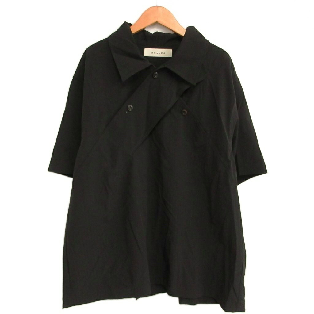 ヌルス NULLUS 美品 25SS Seersucker Polo SS シャツ 半袖 2 黒 ブラック メンズ  260421