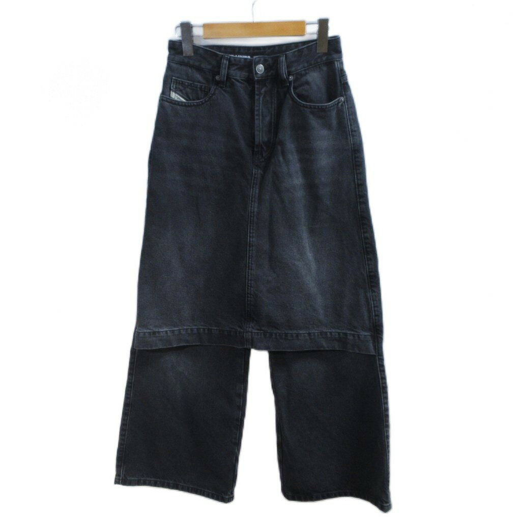 【中古】ディーゼル DIESEL D-SYREN レイヤードデニムパンツ ジーンズ W24 黒 ブラック レディース 【ベクトル 古着】 260507