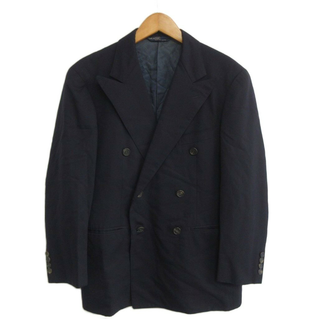 【中古】ポロ バイ ラルフローレン Polo by Ralph Lauren ヴィンテージ テーラードジャケット ブレザー ダブル 90A4 ネイビー IBO96 メンズ 【ベクトル 古着】 260514
