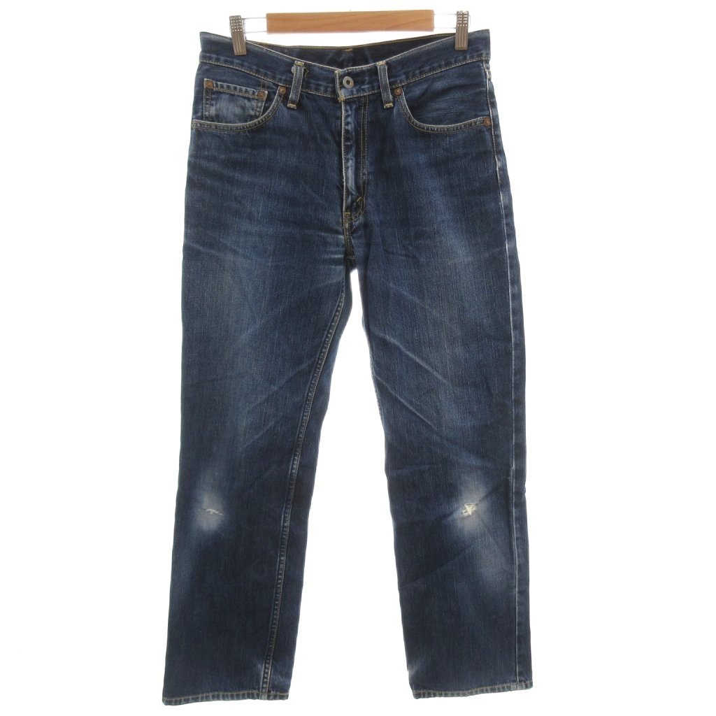 [Used] Levi's 502 Denim Pants Jeans Straight Leg Distressed Finish Size 32 34 Indigo /FF [Vector Used Clothing] 260622